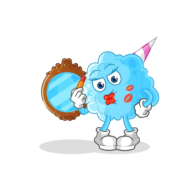Vector de dibujos animados de mascota de maquillaje de algodón de azúcar