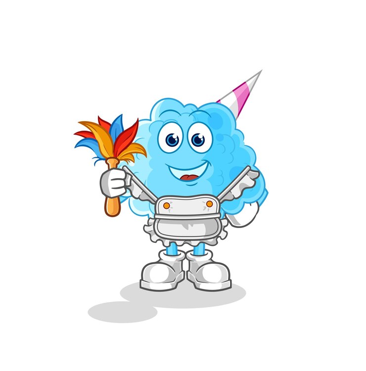 Vector vector de dibujos animados de mascota de mucama de algodón de azúcar