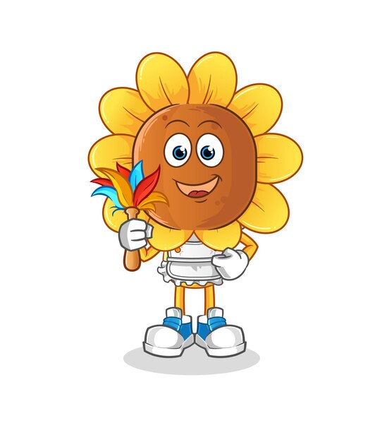 vector de dibujos animados de mascota de mucama de dibujos animados de cabeza de girasol