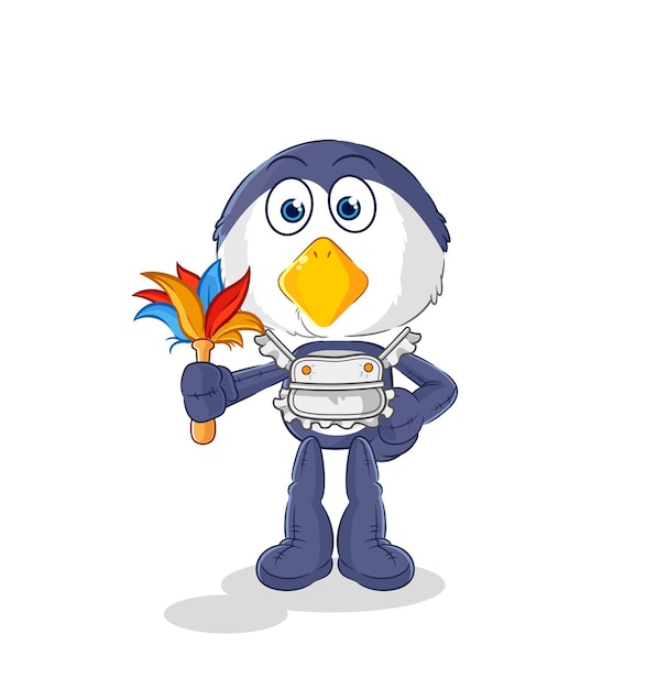 Vector de dibujos animados de mascota de mucama de pingüino