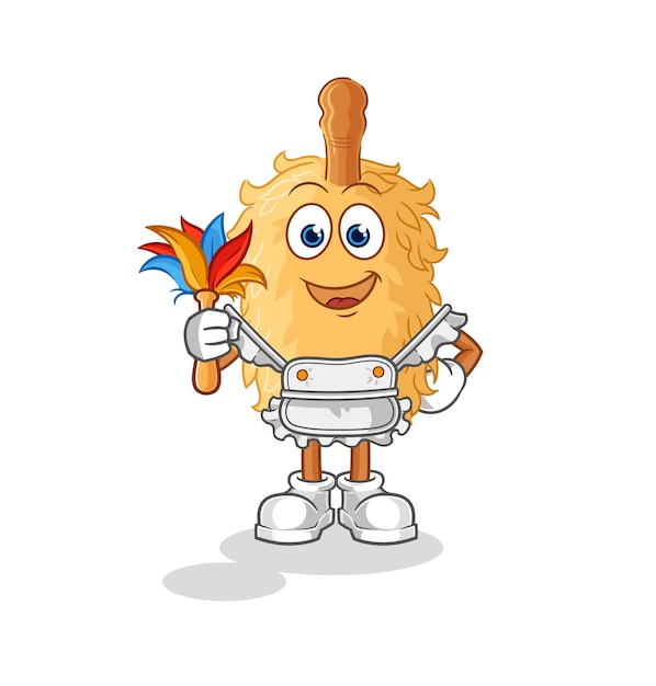 Vector de dibujos animados de mascota de mucama de plumero