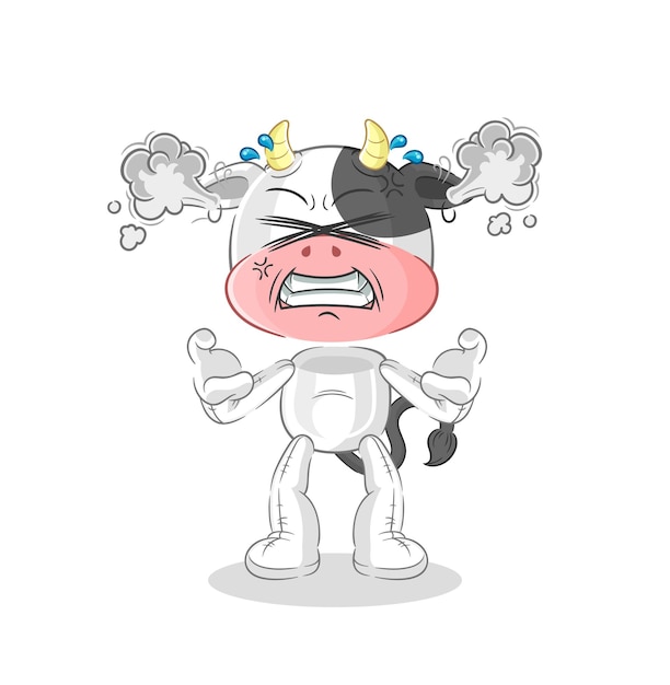 Vector de dibujos animados de mascota muy enojado de vaca