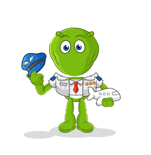 Vector de dibujos animados de mascota piloto alienígena