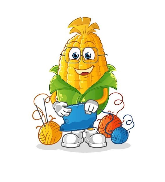 Vector de dibujos animados de mascota de sastre de maíz