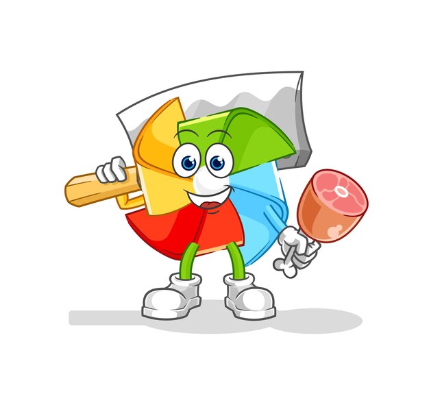 Vector de dibujos animados de mascota de soldador de molino de viento de papel