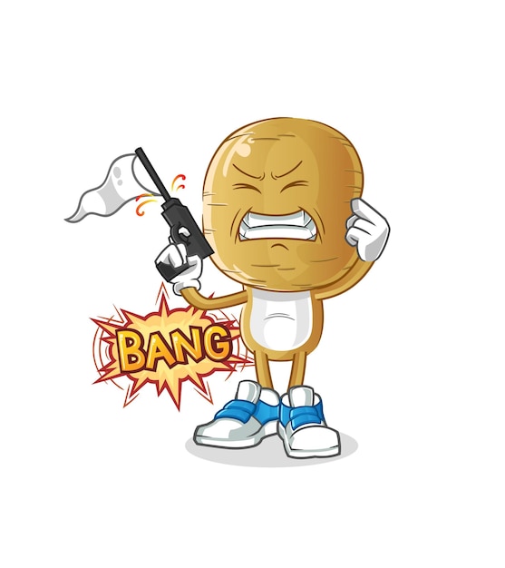 Vector de dibujos animados de mascota de tiro de advertencia de dibujos animados de cabeza de patata