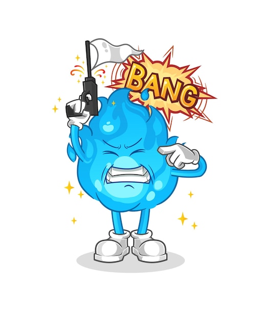 Vector de dibujos animados de mascota de tiro de advertencia de fuego azul