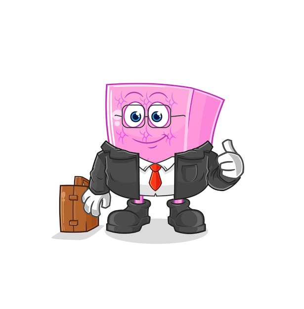Vector de dibujos animados de mascota de trabajador de oficina de colchón