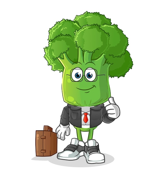 Vector vector de dibujos animados de mascota de trabajador de oficina de dibujos animados de cabeza de brócoli