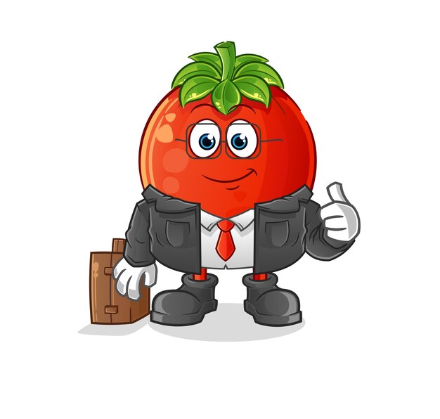 Vector de dibujos animados de mascota de trabajador de oficina de tomate