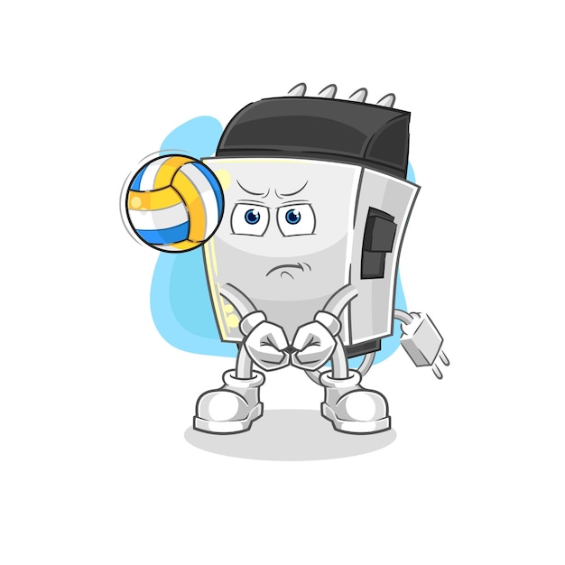 Vector de dibujos animados de mascota de voleibol de juego de cortadora de cabello