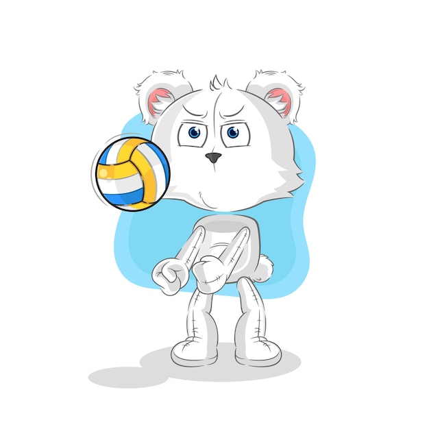 Vector de dibujos animados de mascota de voleibol de juego de oso polar