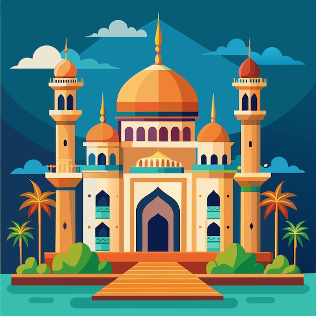 Vector vector de dibujos animados de mezquitas ilustración concepto de obra de arte de estilo plano