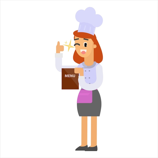 Vector de dibujos animados de mujer chef