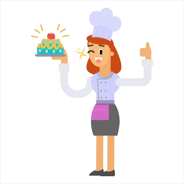 Vector de dibujos animados de mujer chef