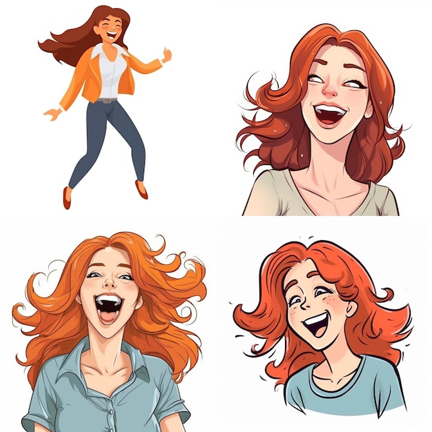 Vector vector de dibujos animados mujer riendo sobre fondo blanco