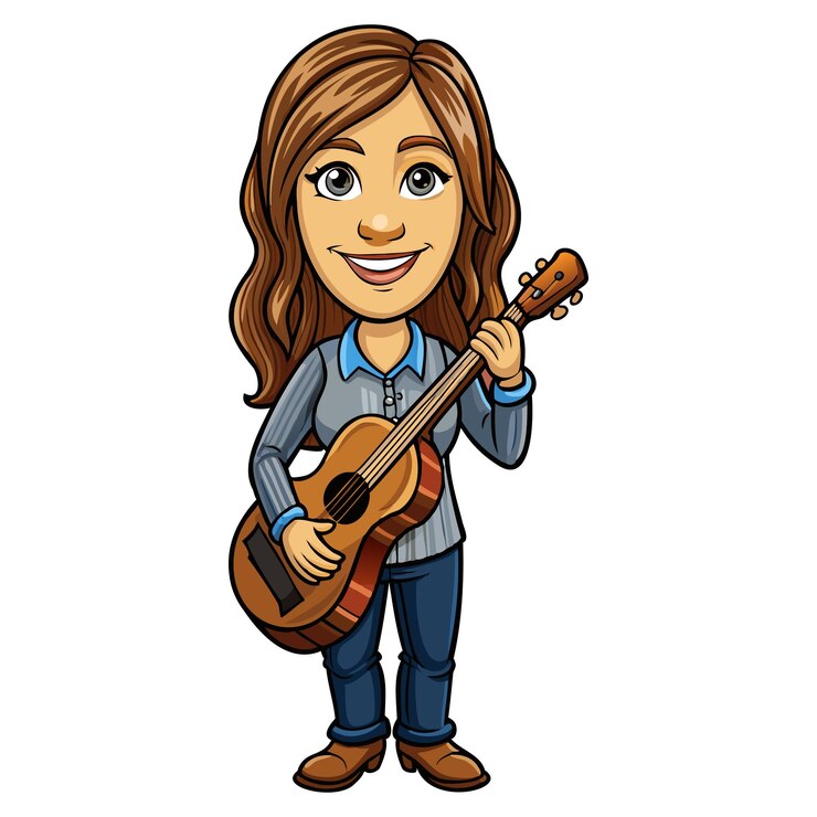 Vector vector de dibujos animados de mujeres guitarristas talentosas