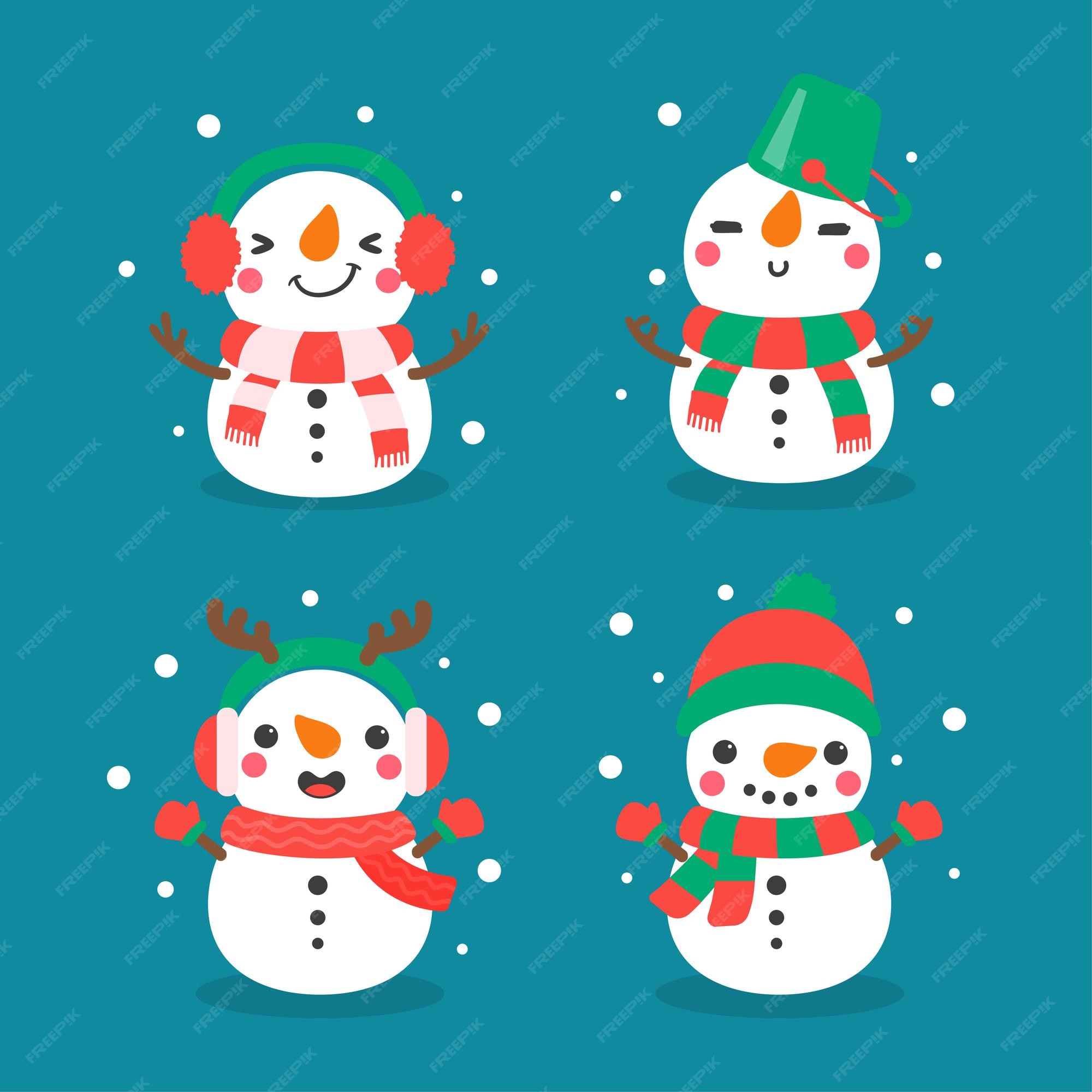 Vector de dibujos animados de muñeco de nieve. bolas de nieve moldeadas en  muñeco de nieve. decora con suéteres de invierno para navidad. | Vector  Premium