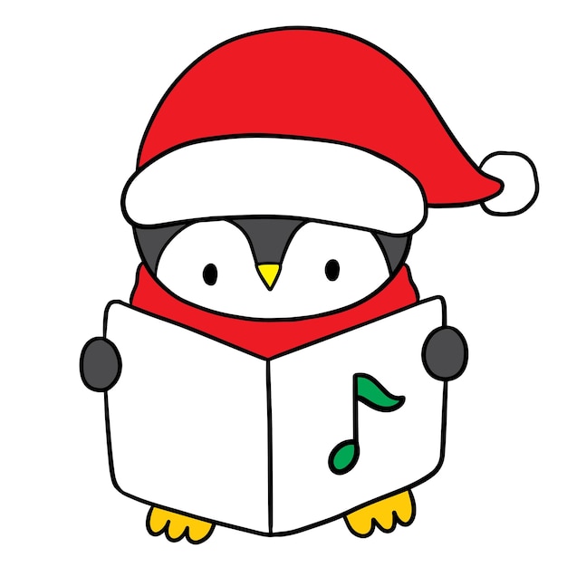 Vector vector de dibujos animados de navidad de pingüinos lindos