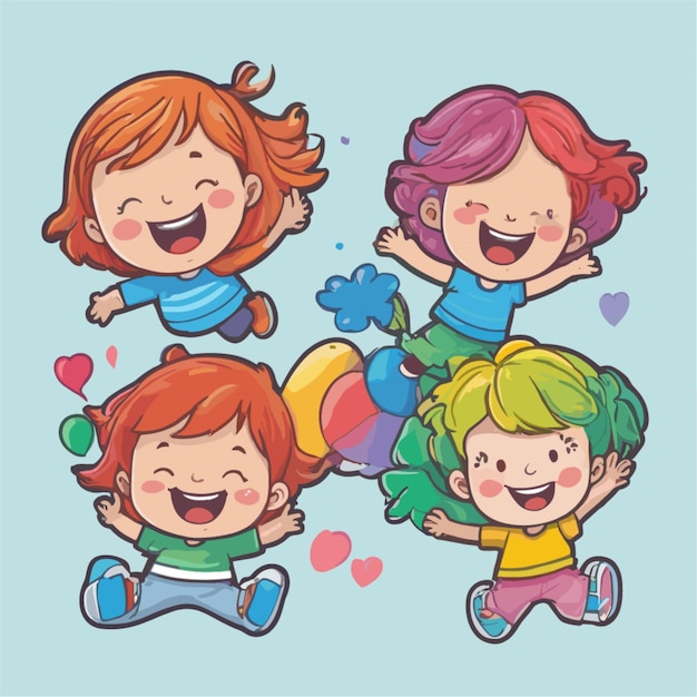 Vector vector de dibujos animados para niños felices