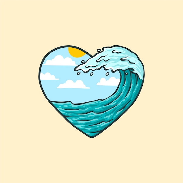 Vector de dibujos animados de ondas en forma de corazón