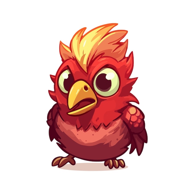 Vector de dibujos animados de pájaro de fuego lindo enojado