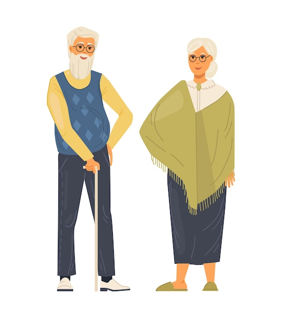 Vector de dibujos animados de pareja de ancianos juntos