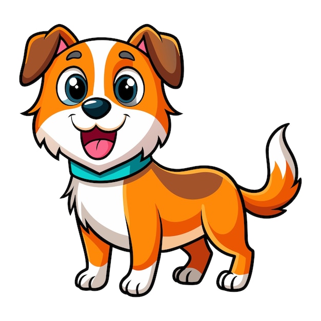 Vector de dibujos animados de perro ilustración a color en blanco