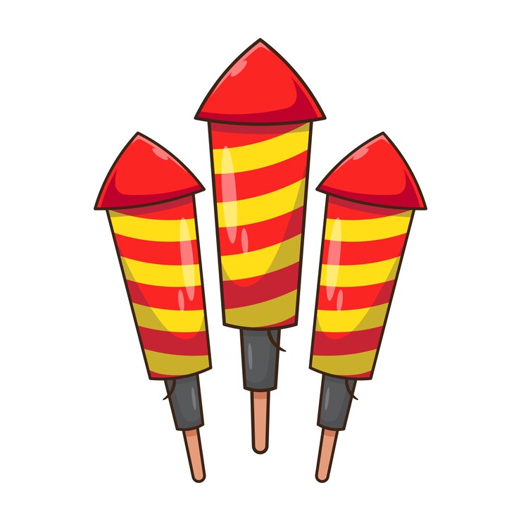 Vector vector de dibujos animados plano de la ilustración del cohete firecracker icono del vector del símbolo de la mascota aislado