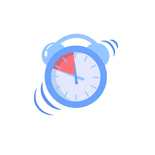 Vector de dibujos animados plano reloj despertador con zona roja aislada sobre fondo vacío, metáfora del concepto de optimización de flujo de trabajo de situación de estrés de fecha límite, diseño de anuncio de banner de sitio web