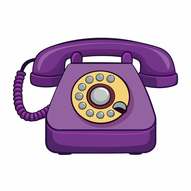 Vector dibujos animados retro púrpura teléfono rotativo vista delantera 28