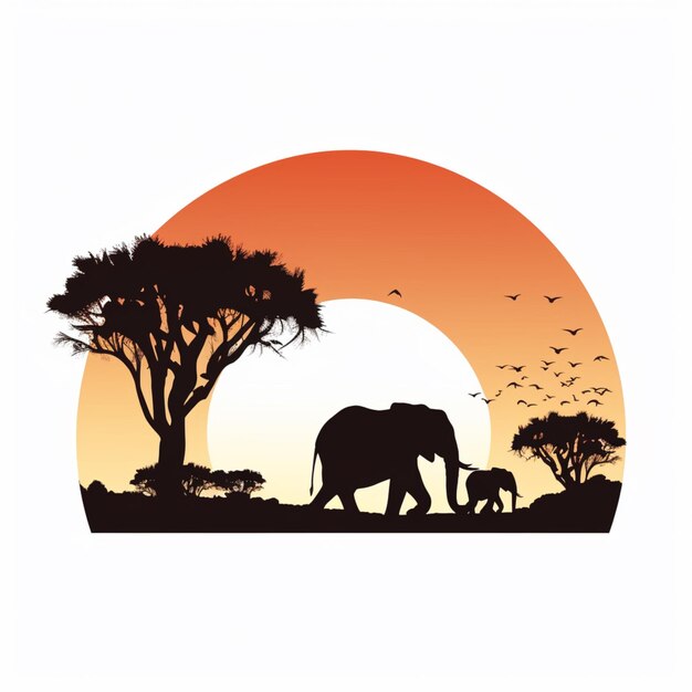 Vector vector de dibujos animados de siluetas de elefantes