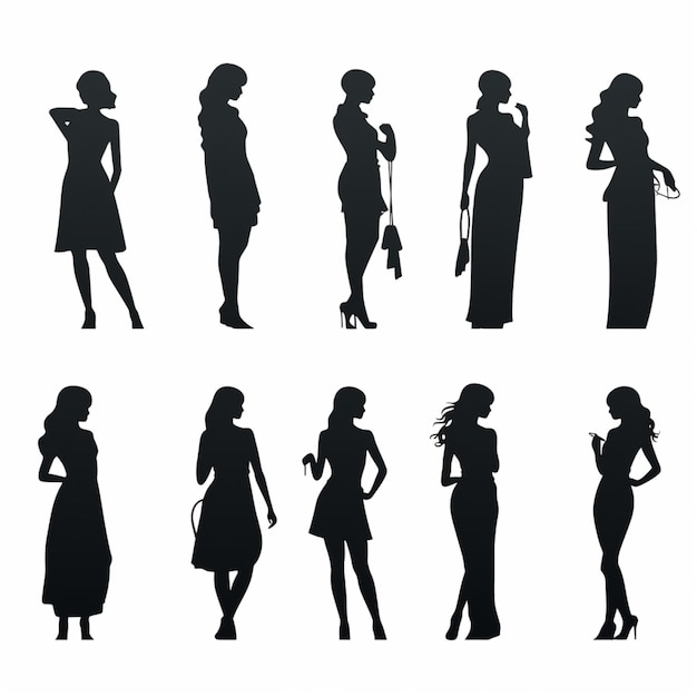 Vector de dibujos animados de siluetas femeninas
