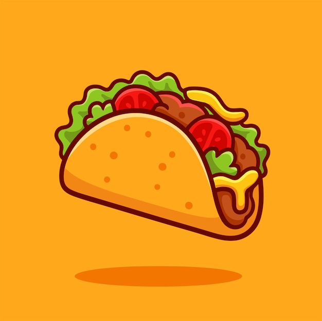 Vector de dibujos animados de tacos crujientes Ilustración de icono de comida mexicana Objeto de comida aislado Vector plano