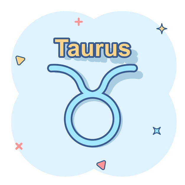 Vector de dibujos animados tauro zodiaco icono en estilo cómico astrología signo ilustración pictograma tauro horóscopo negocio splash efecto concepto