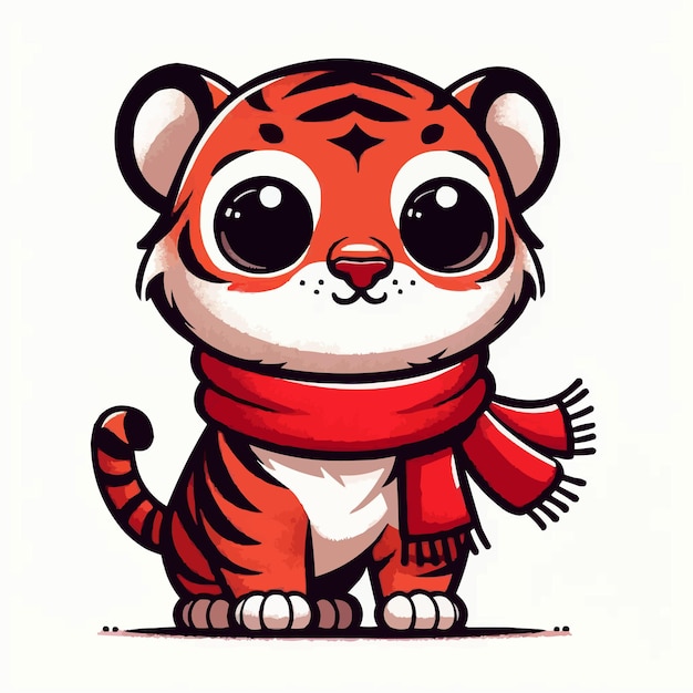 vector de dibujos animados de tigre lindo en fondo blanco