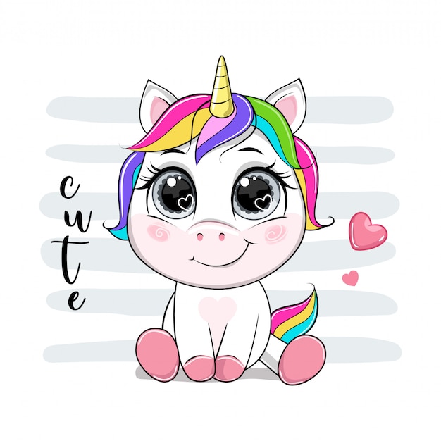 Vector de dibujos animados unicornio con texto.