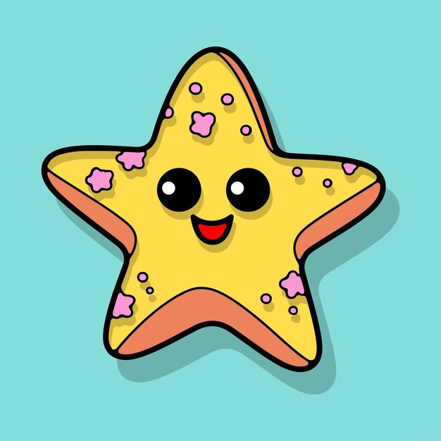 Vector de dibujos animados de vacaciones de verano de estrellas de mar 5