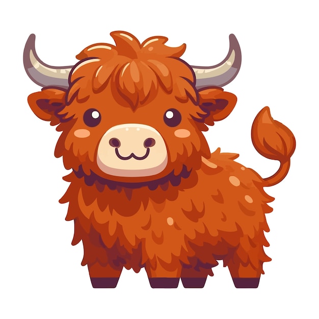 Vector de dibujos animados de vacas planas de las tierras altas