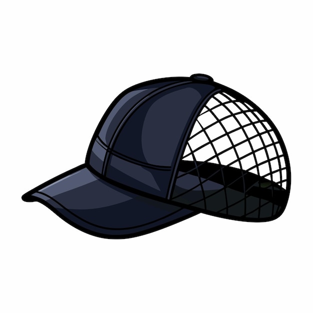 Vector dibujos animados vista lateral Black Net Cap cabeza de playa 10