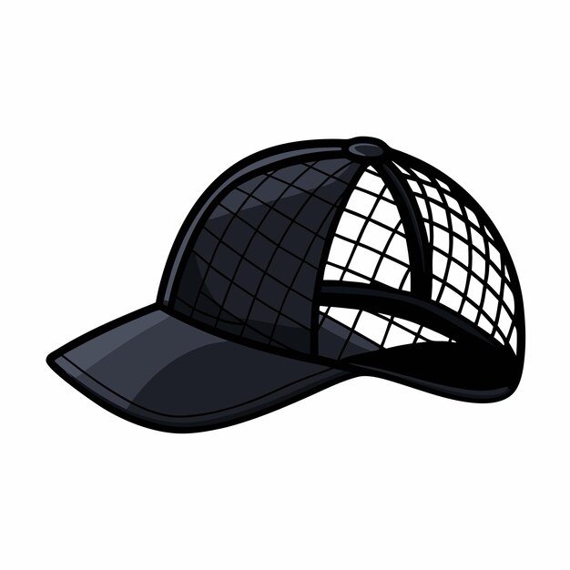 Vector de dibujos animados de vista lateral Black Net Cap para la cabeza de playa 26