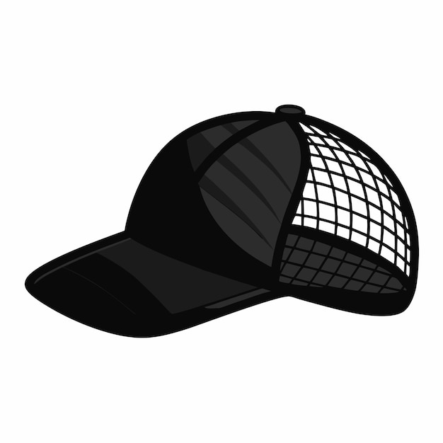 Vector de dibujos animados de vista lateral Black Net Cap Cap de playa 16