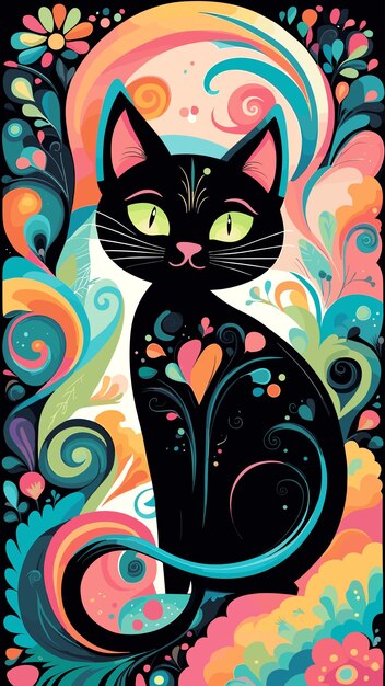 Vector de dibujos de dibujos animados de gatos negros