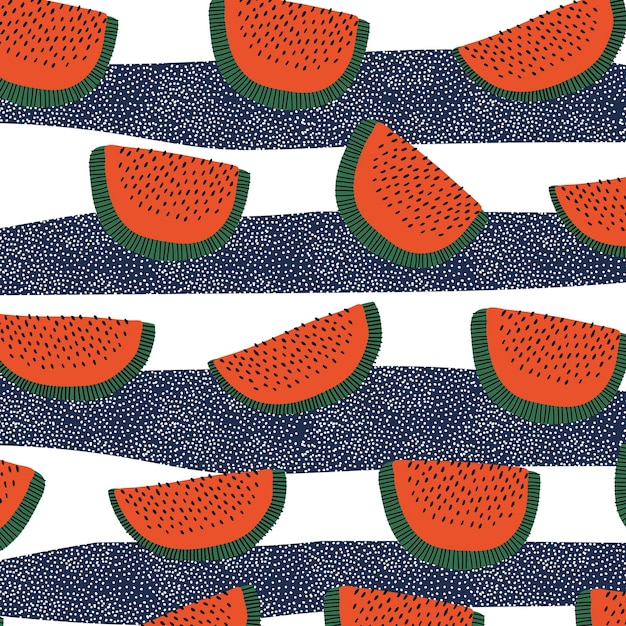 Vector de dibujos de frutas estéticos de fondo con patrón de sandía