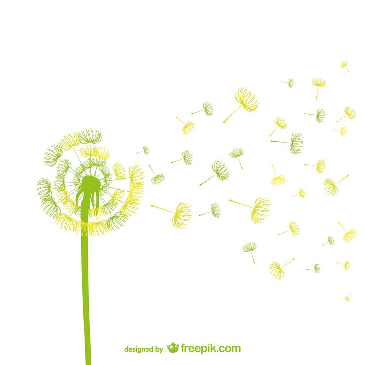 Vector vector de diente de león verde y amarillo