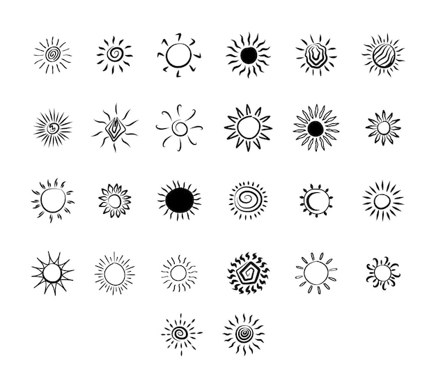 Vector diferentes conjuntos de sol y luna Plantilla de elementos para carteles estampados ilustraciones de patrones