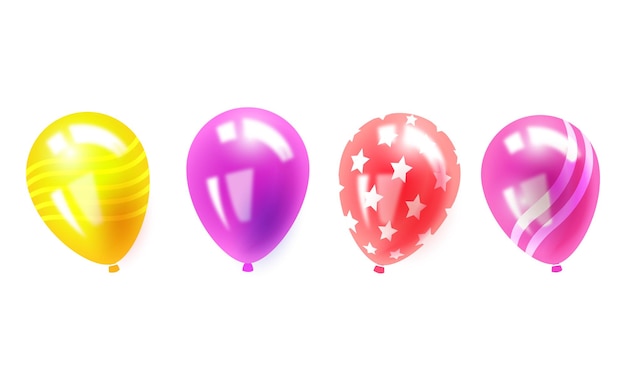 Vector diferentes globos realistas de colores en blanco