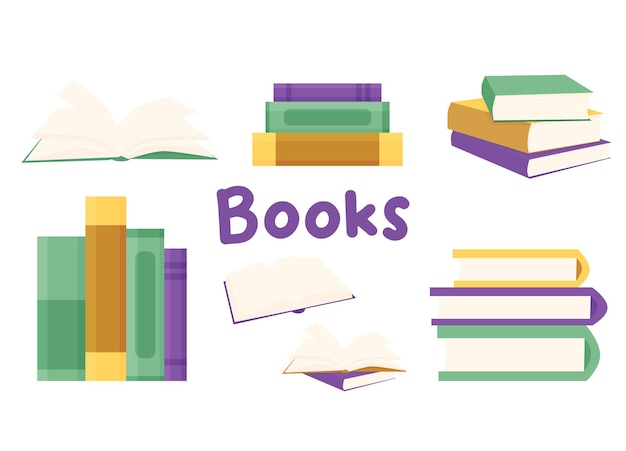 Vector diferentes libros concepto de educación librería biblioteca Día Mundial del Libro