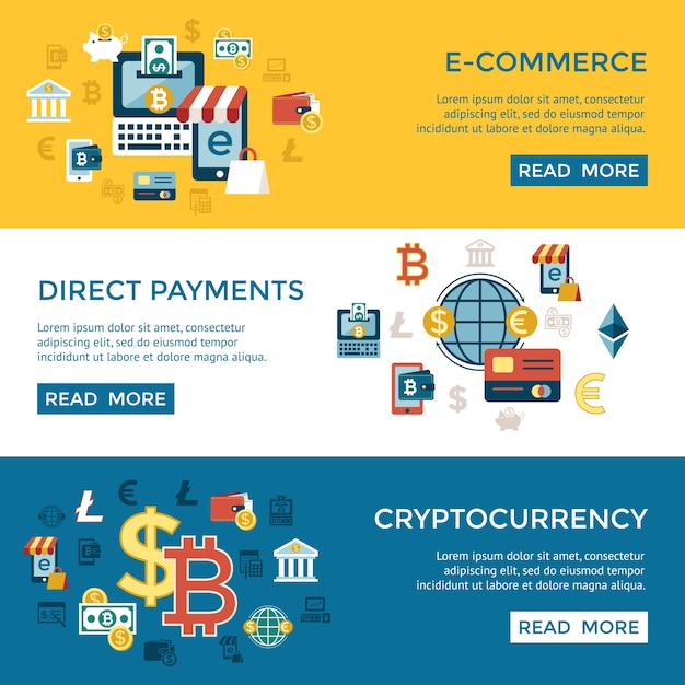 Vector digital bitcoin criptomoneda y dinero electrónico pagos transferencia iconos conjunto