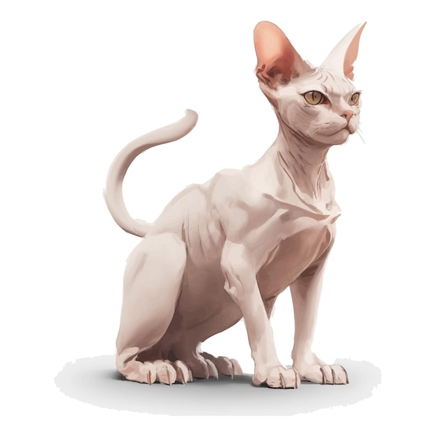Vector dinámico de gato Esfinge Arte libremente ajustable Gráficos vectoriales de gato esfinge libre de editar